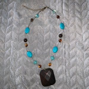 Boho fashion necklace brown turquoise
